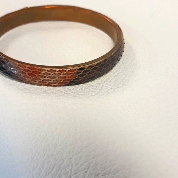 Hand Painted Python Snakeskin/ Bangle Bracelet/ Handcrafted by J.Monique - Picture 6 of 12